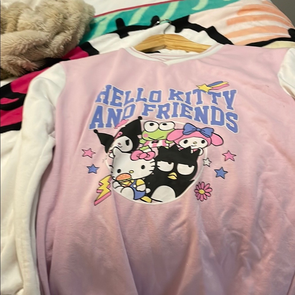 Pink Hello Kitty and Friends Sweatshirt with Cartoon Graphic